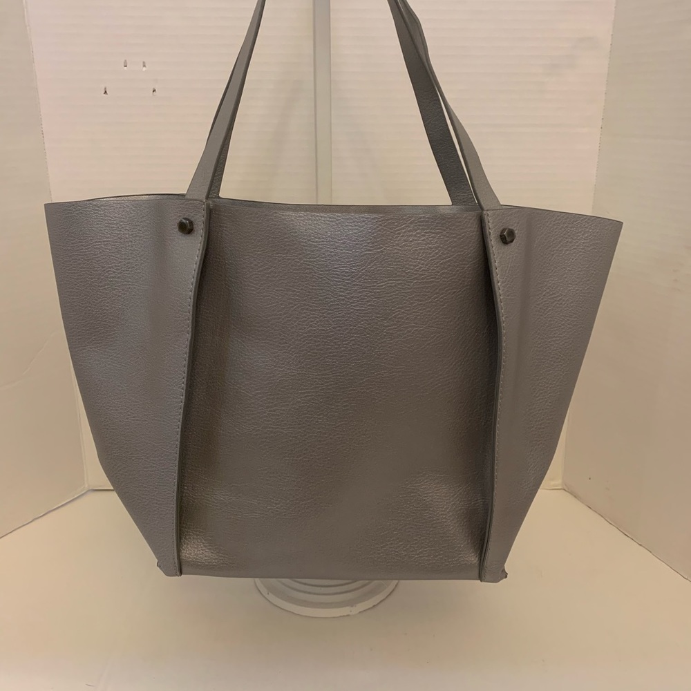 Neiman Marcus Metallic Silver Tote